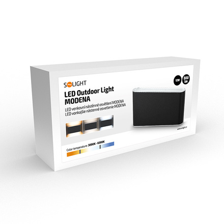 Solight LED venkovní nástěnné osvětlení Modena, 12W, 800lm, 3CCT, černá WO800-B-1