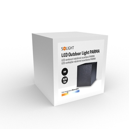 Solight LED venkovní nástěnné osvětlení Parma, 6W, 420lm, 3000K, černá WO801-B-1