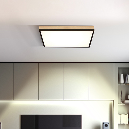 Solight LED stropní osvětlení s dálkovým ovládáním, čtvercové, dekor dřeva, 3000lm, 40W, 45x45cm WO802
