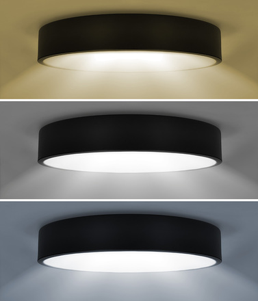 Solight LED stropní osvětlení  LECCE, 3CCT, 36W, 2100lm, 30cm, 3000/4000/6000K, černá WO803-B