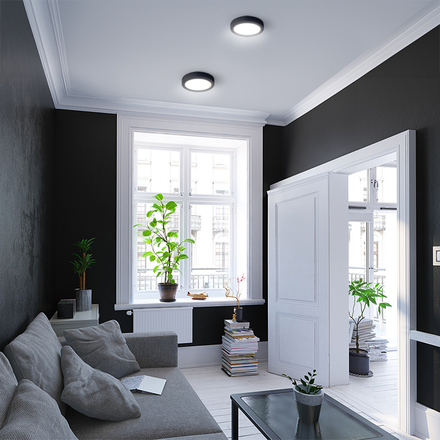 Solight LED mini panel CCT, přisazený, 18W, 1530lm, 3000K, 4000K, 6000K, kulatý, černá barva WD172-B