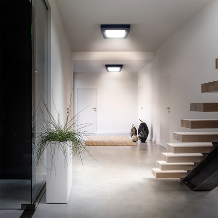 Solight LED mini panel CCT, přisazený, 18W, 1530lm, 3000K, 4000K, 6000K, čtvercový, černá barva WD173-B