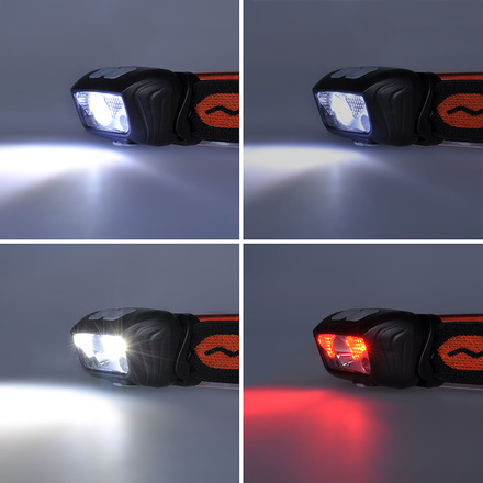 Solight LED čelová nabíjecí svítilna, 150 + 100lm, bílé a červené světlo, Li-ion, USB WN40