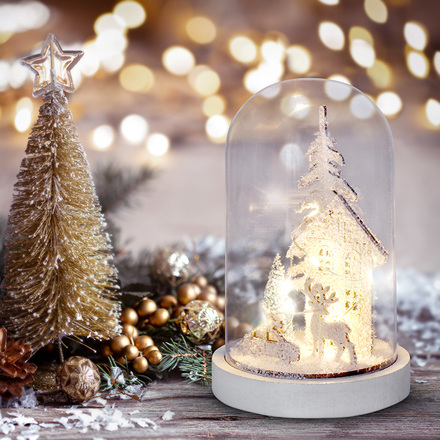 Solight LED vánoční dekorace, zasněžená krajina s domkem, 18cm, 10x LED, 2x AAA 1V264