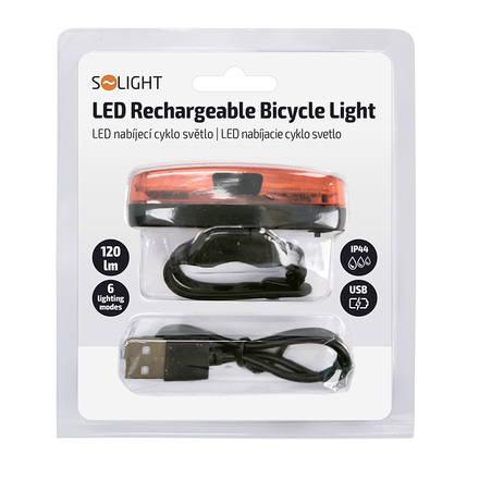 Solight LED nabíjecí zadní cyklo světlo, 3W COB, nabíjecí, Li-Ion WN45