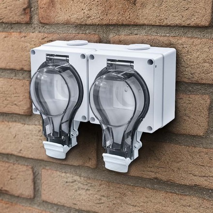 Solight dvojzásuvka IP66, vodotěsná a prachotěsná 5B352