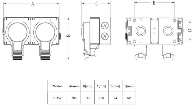 Solight dvojzásuvka IP66, vodotěsná a prachotěsná 5B352