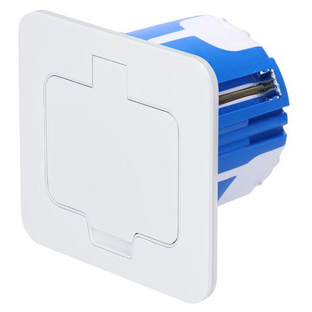 Solight vestavná podlahová zásuvka, IP55, matná bílá, obdélníkové víčko 5B322W