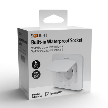 Solight vestavná podlahová zásuvka, IP55, matná bílá, obdélníkové víčko 5B322W