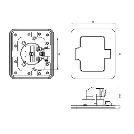 Solight vestavná podlahová zásuvka, IP55, matná bílá, obdélníkové víčko 5B322W
