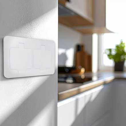 Solight vestavná podlahová dvojzásuvka, IP55, matná bílá, obdélníkové víčko 5B323W