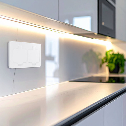 Solight vestavná podlahová dvojzásuvka, IP55, matná bílá, obdélníkové víčko 5B323W