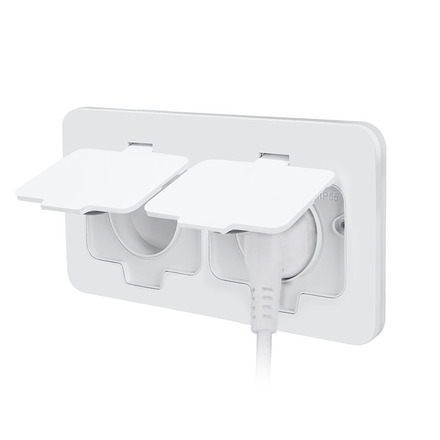 Solight vestavná podlahová dvojzásuvka, IP55, matná bílá, obdélníkové víčko 5B323W