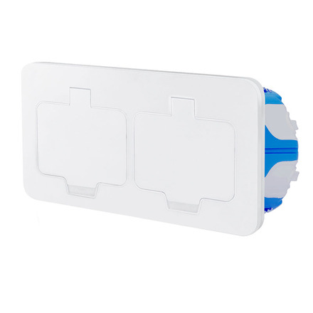 Solight vestavná podlahová dvojzásuvka, IP55, matná bílá, obdélníkové víčko 5B323W