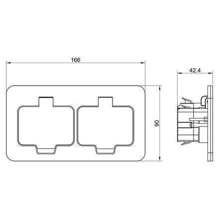 Solight vestavná podlahová dvojzásuvka, IP55, matná bílá, obdélníkové víčko 5B323W