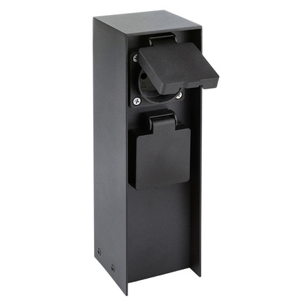 Solight zahradní sloupek IP44, hliník, 2 zásuvky, černý PG12B