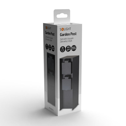Solight zahradní sloupek IP44, hliník, 2 zásuvky, černý PG12B