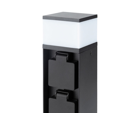 Solight zahradní sloupek IP44 s osvětlením, hliník, 2 zásuvky, černý PG13B