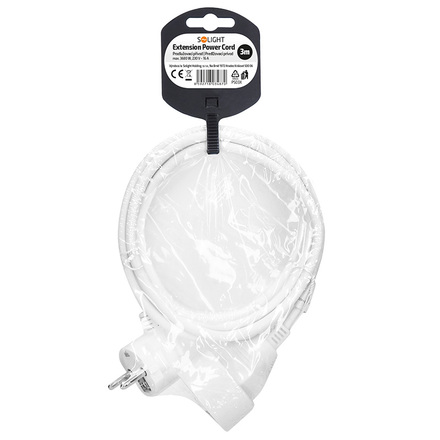 Solight prodlužovací přívod 3m, 1 zásuvka, 16A/3680W, PVC, bílý PS03X