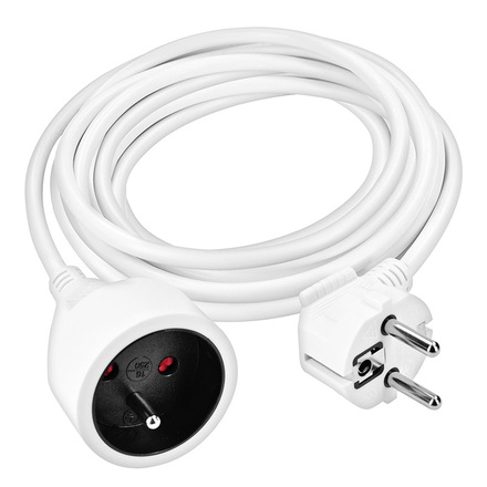 Solight prodlužovací přívod 5m, 1 zásuvka, 16A/3680W, PVC, bílý PS04X