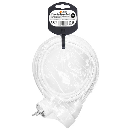 Solight prodlužovací přívod 5m, 1 zásuvka, 16A/3680W, PVC, bílý PS04X