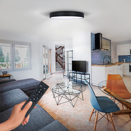 Solight LED osvětlení s dálkový ovladačem LECCE, 50W, 3100lm, 40cm, změna chromatičnosti, stmívatelné, černá WO799-1-B
