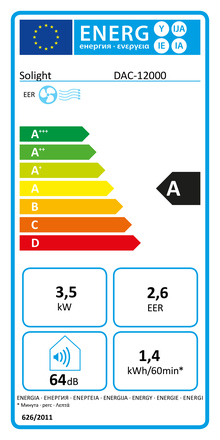 Solight mobilní klimatizace 12000 BTU, smart WiFi, chlazení, odvlhčování, ventilátor DAC-12000