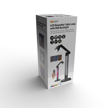 Solight LED stmívatelná lampička s RGB podsvícením, 10W, 600lm, změna chromatičnosti, dálkový ovladač WO67