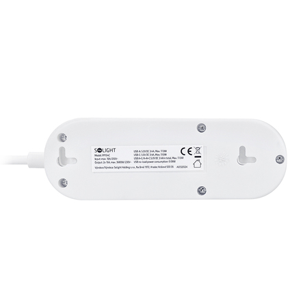 Solight 2z + USB A+C 17W, cestovní prodlužovací přívod 1.5m, bílý PP154C
