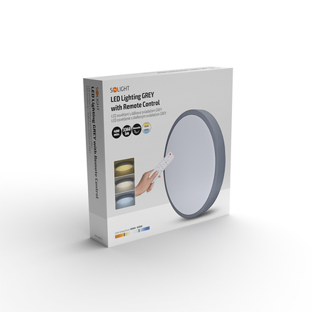 Solight LED osvětlení s dálkovým ovladačem Grey , 48W, 3360lm, 38cm, změna chromatičnosti, stmívatelné WO8001