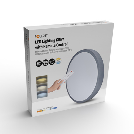 Solight LED osvětlení s dálkovým ovladačem Grey, 60W, 4200lm, 49cm, změna chromatičnosti, stmívatelné WO8002