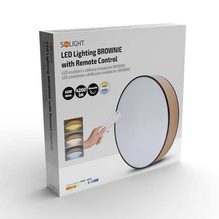 Solight LED osvětlení s dálkovým ovladačem Brownie, 60W, 4200lm, 50cm, změna chromatičnosti, stmívatelné WO8004