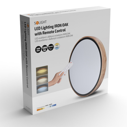 Solight LED osvětlení s dálkovým ovladačem Iron Oak, 48W, 3360lm, 40cm, změna chromatičnosti, stmívatelné WO8005