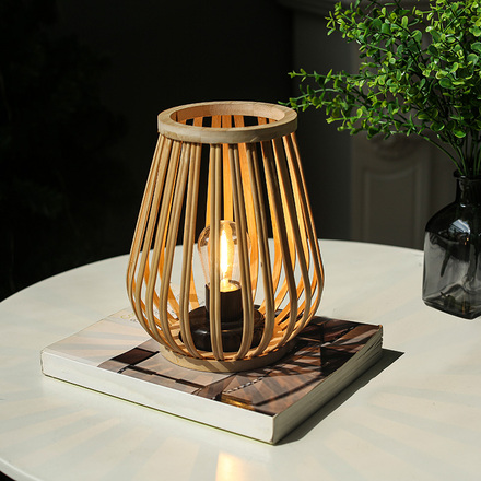Solight bambusová lucerna s LED žárovkou, teplá bílá, 2x AA, 20cm WO3106