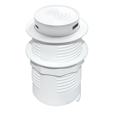 Solight bezdrátová 15W + USB A+C 20W PD výsuvná nabíječka, bílá DC64W-PD20