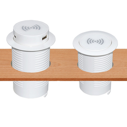 Solight bezdrátová 15W + USB A+C 20W PD výsuvná nabíječka, bílá DC64W-PD20