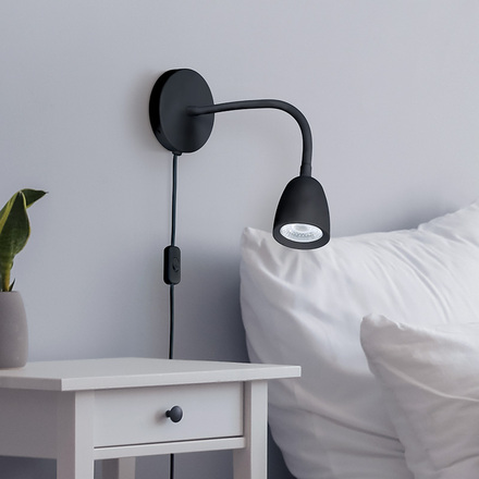 Solight LED nástěnná lampička, stmívatelná, 4W, 280lm, 3000K, černá WO54-B