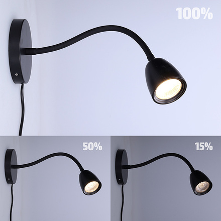 Solight LED nástěnná lampička, stmívatelná, 4W, 280lm, 3000K, černá WO54-B