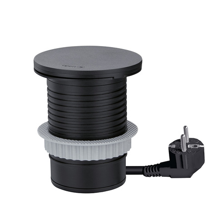 Solight vestavná zásuvka + USB A+C + Wireless 10W, otočné víčko, kabel 2m, černá PP119CWB