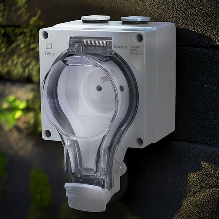Solight zásuvka IP66, vodotěsná a prachotěsná 5B350