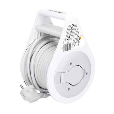 Solight prodlužovací přívod na bubnu 10m, 3 zásuvky, šedý kabel, 3x 1,5mm2 PB25