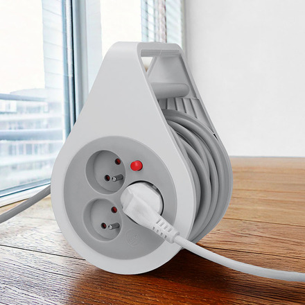 Solight prodlužovací přívod na bubnu 10m, 3 zásuvky, šedý kabel, 3x 1,5mm2 PB25