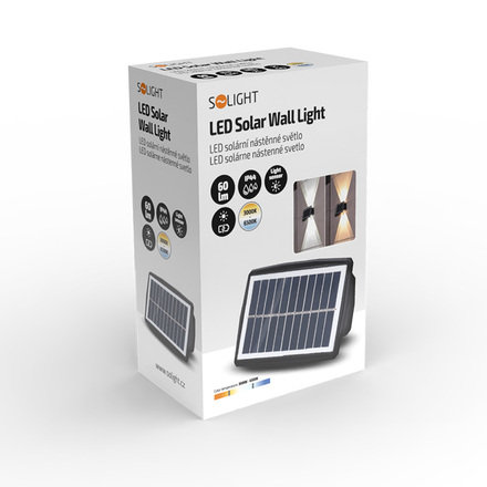 Solight LED solární nástěnné světlo, teplá a studená bílá, 15x10cm WL917