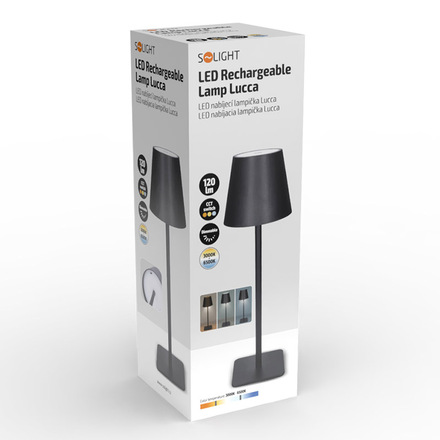 Solight LED nabíjecí lampička Lucca, 120lm, změna CCT, stmívání, černá WO69-B