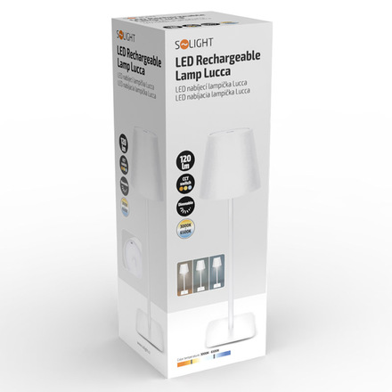 Solight LED nabíjecí lampička Lucca, 120lm, změna CCT, stmívání, bílá WO69-W