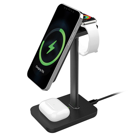 Solight stolní nabíječka 3v1, Qi2, MagSafe kompatibilní SSWC02