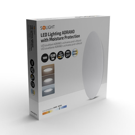 Solight LED osvětlení Adrano s ochranou proti vlhkosti, IP54, 18W, 1530lm, 3CCT, 28cm WO823