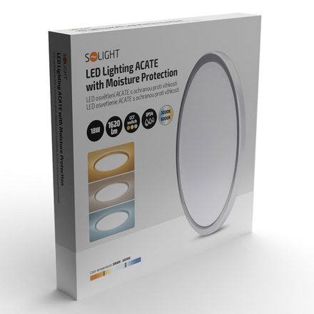 Solight LED osvětlení Acate s ochranou proti vlhkosti, IP54, 18W, 1620lm, 3CCT, 22cm, stříbrná WO825