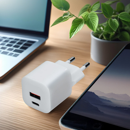 Solight USB-C + USB-A fast charger GaN 20W PD DC77