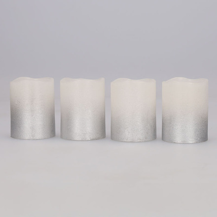 Solight sada LED svíček s časovačem, 4x svíčka, 6,5cm, stříbrná barva, 4xCR2032 součástí 1V284